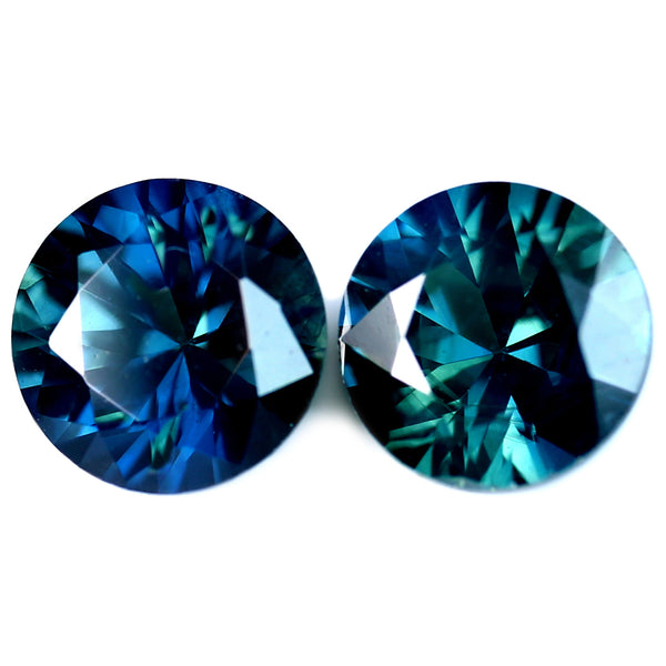 0.75ct Certified Natural Teal Sapphire Matching Pair