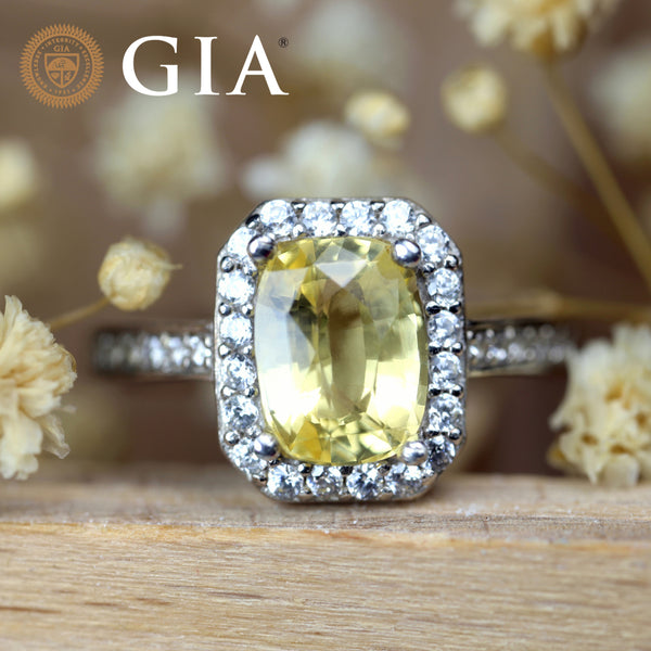 Certified 1.71 TCW Natural Yellow Sapphire Ring
