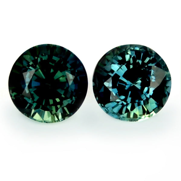 0.86ct Certified Natural Teal Sapphire Matching Pair