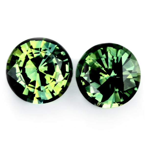 1.01ct Certified Natural Green Sapphire Matching Pair