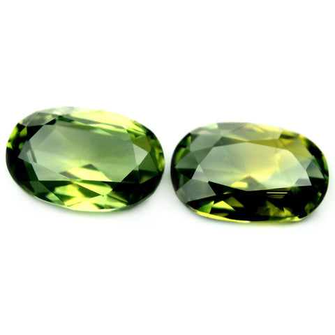 1.14ct Certified Natural Green Sapphire Matching Pair