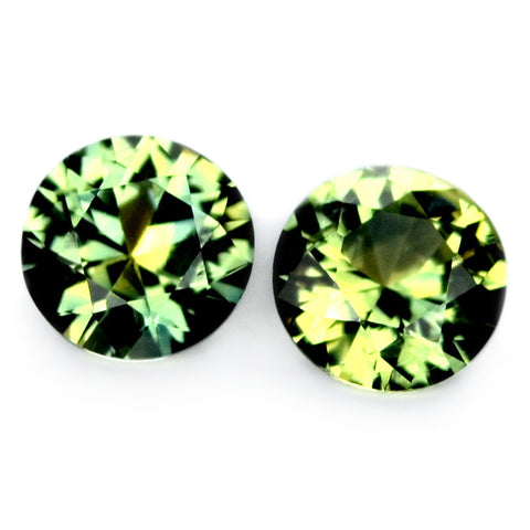 0.84ct Certified Natural Green Sapphire Matching Pair