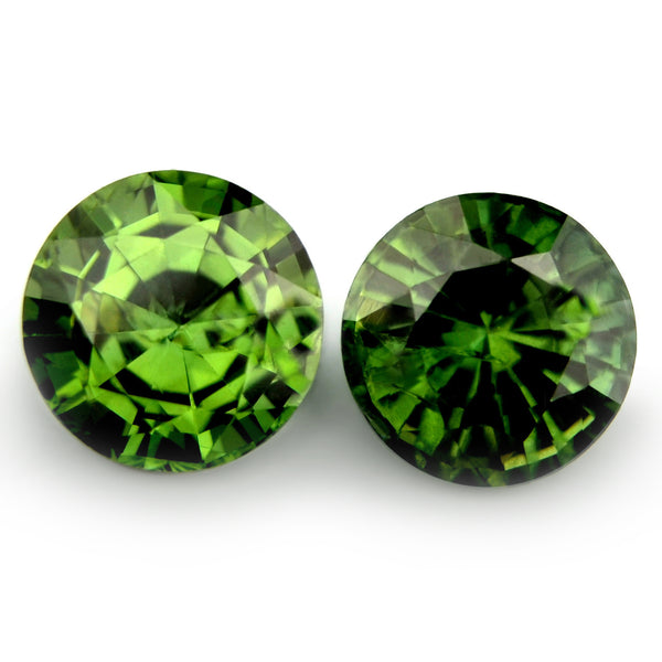 0.80ct Certified Natural Green Sapphire Matching Pair