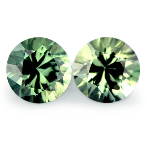 0.90ct Certified Natural Green Sapphire Matching Pair