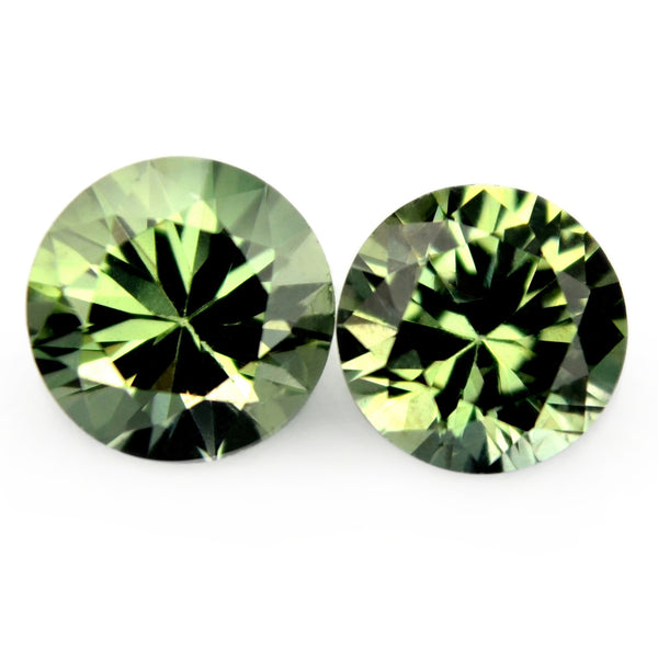 1.05ct Certified Natural Green Sapphire Matching Pair