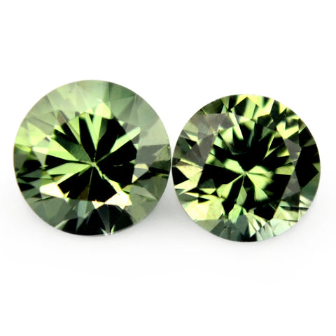 1.05ct Certified Natural Green Sapphire Matching Pair