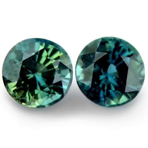 1.06ct Certified Natural Teal Sapphire Matching Pair