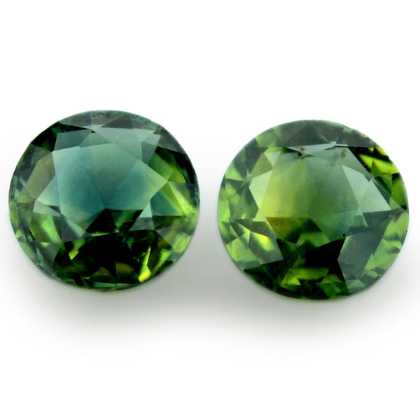 0.92ct Certified Natural Green Sapphire Matching Pair