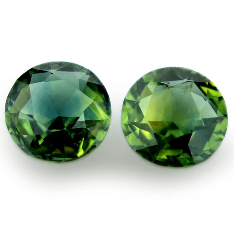 0.92ct Certified Natural Green Sapphire Matching Pair