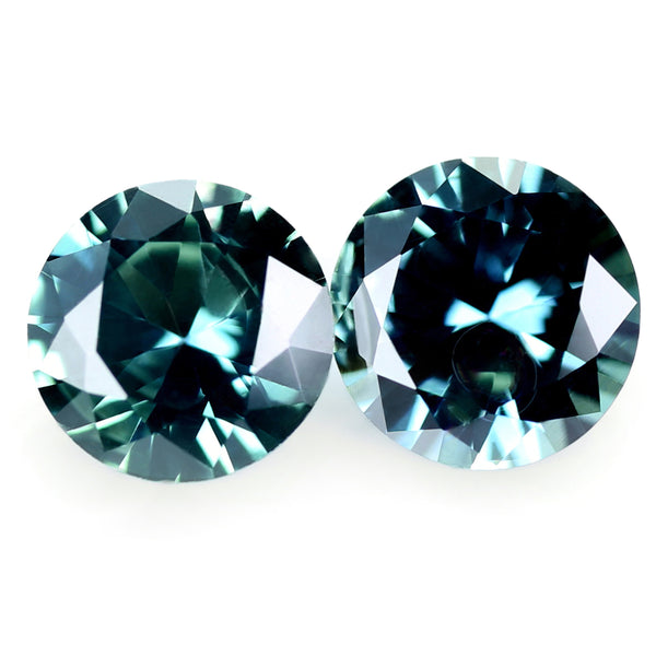 0.83ct Certified Natural Teal Sapphire Matching Pair