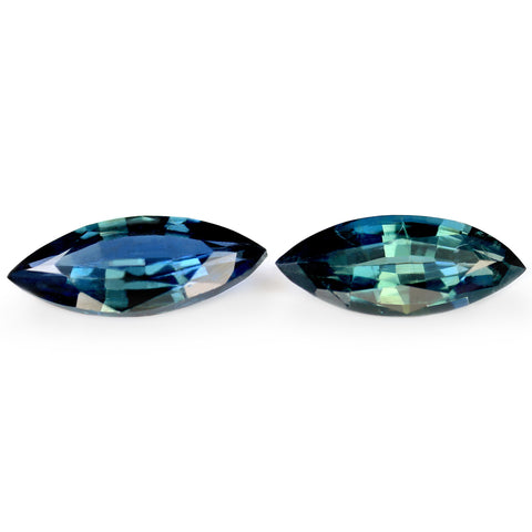 0.71ct Certified Natural Teal Sapphire Matching Pair