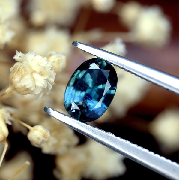 0.87ct Certified Natural Teal Sapphire