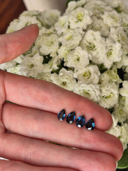 3.36ct Certified Natural Teal Sapphire Set