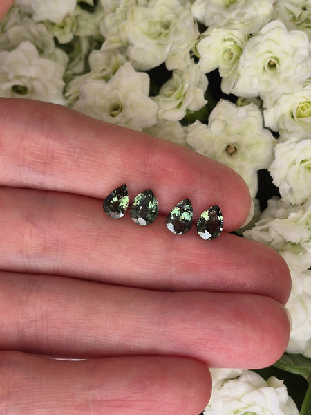 4.15ct Certified Natural Teal Sapphire Set