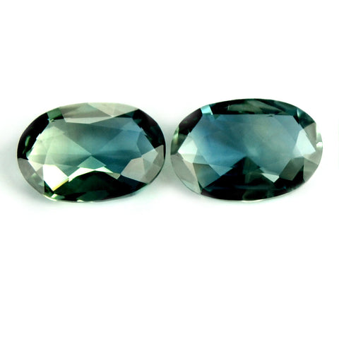 Certified 0.96ct Natural Matching Teal Rose Cut Sapphires - sapphirebazaar - 1