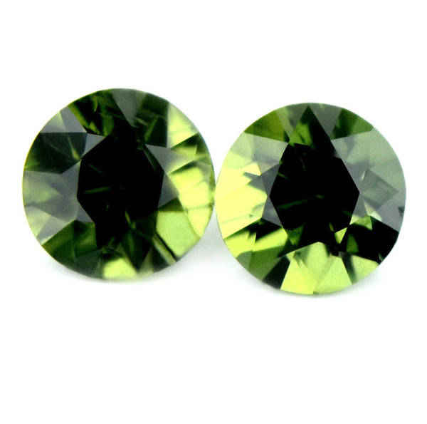 4.55 mm Certified Natural Green Sapphires Pair - sapphirebazaar - 1
