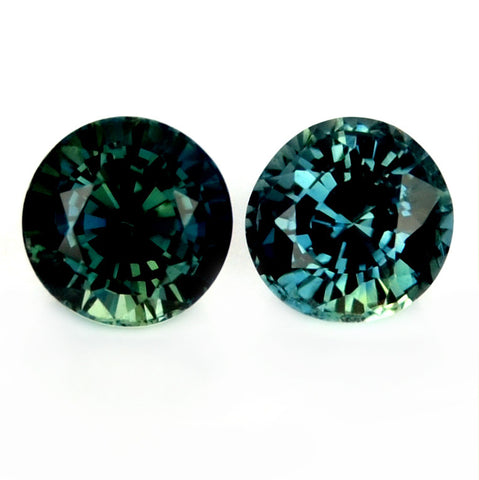 4.17 mm Certified Natural Teal Sapphire Pair - sapphirebazaar - 1