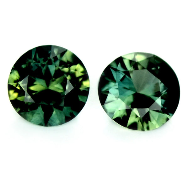 Certified Natural 4.6mm Matching Green Diamond Cut Pair Sapphire - sapphirebazaar - 1