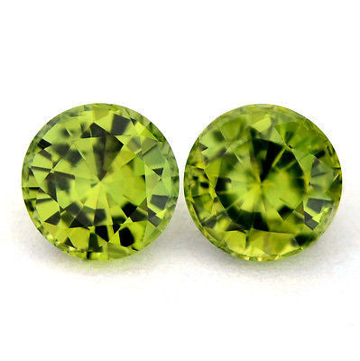 5mm Round Certified Natural Unheated Green Sapphires 1.44ct Matching Pair vvs Clarity Madagascar Gem - sapphirebazaar - 1