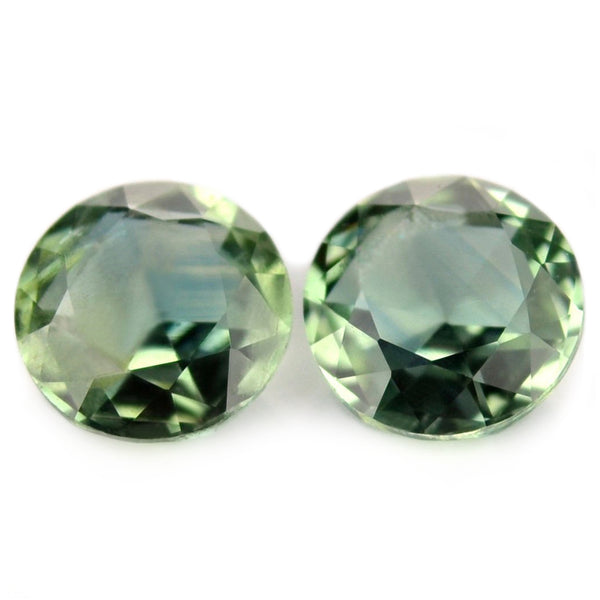 0.93 ct Certified Natural Green Sapphire Matching Pair