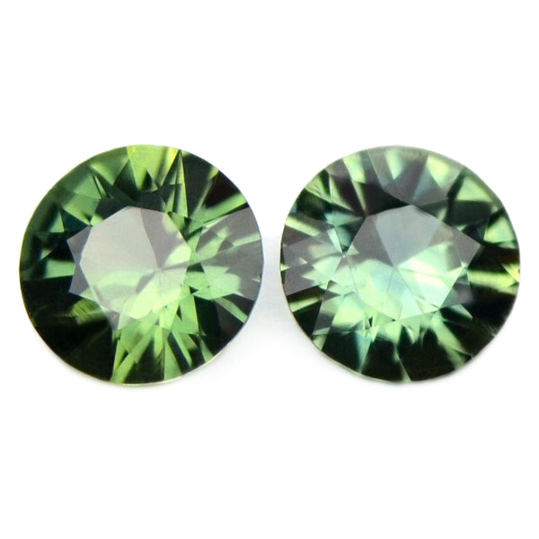 0.70ct Certified Natural Green Sapphire Matching Pair