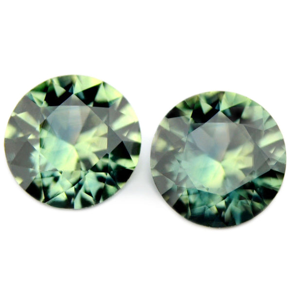 0.83ct Certified Natural Green Sapphire Matching Pair