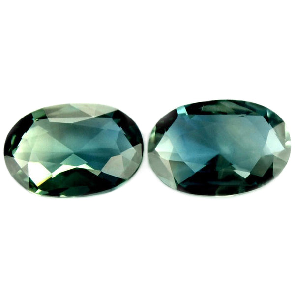 0.95ct Certified Natural Teal Sapphire Matching Pair