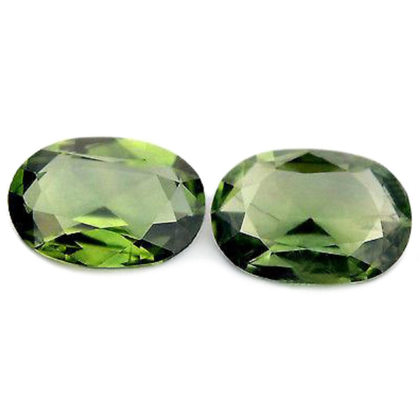 0.93ct Certified Natural Green Sapphire Matching Pair