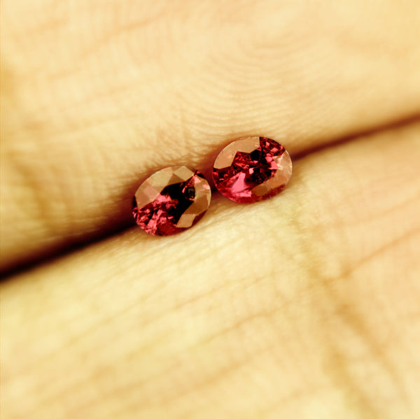 3.7mm Certified Natural Red Ruby Oval Matching Pair