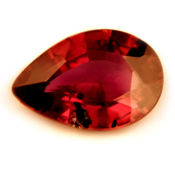 Certified Natural 0.76ct Unheated Red Ruby, Pear Cut - sapphirebazaar - 1