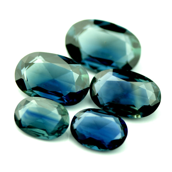 2.99ct Certified Natural Teal Sapphire Set - sapphirebazaar - 1
