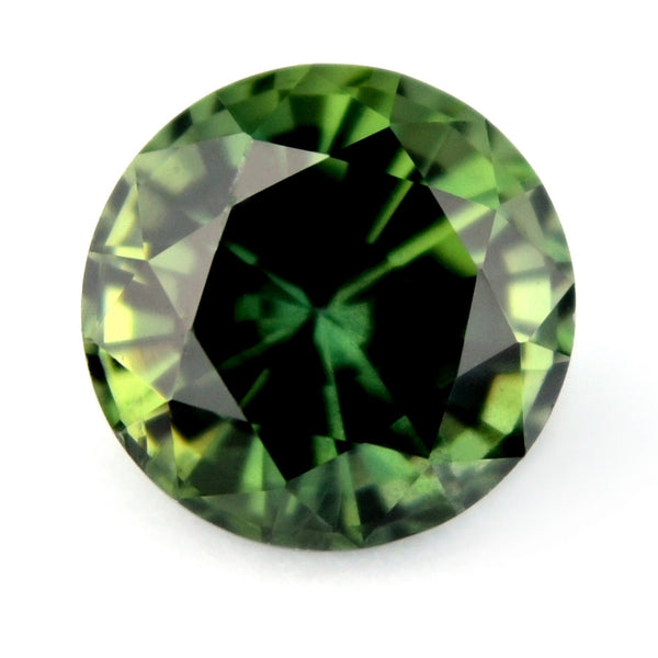Certified Natural 5.4mm Green Sapphire, 0.89ct Round Cut - sapphirebazaar - 1