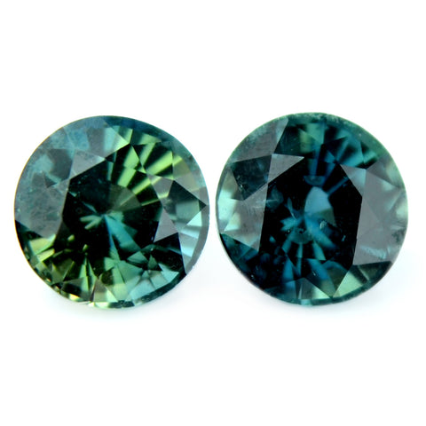 1.04 ct Certified Natural Teal Sapphire Pair