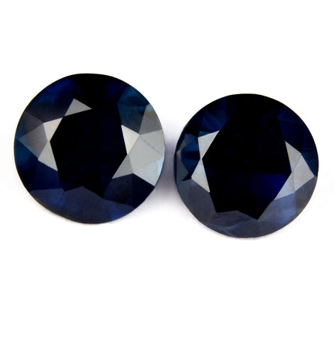 Certified Natural 4.8mm Matching Blue Sapphire Pair - sapphirebazaar - 1