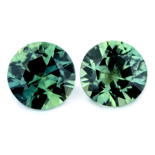 1.17 ct Certified Natural Green Sapphire Pair
