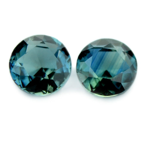 0.82 ct Certified Natural Teal Sapphire Pair