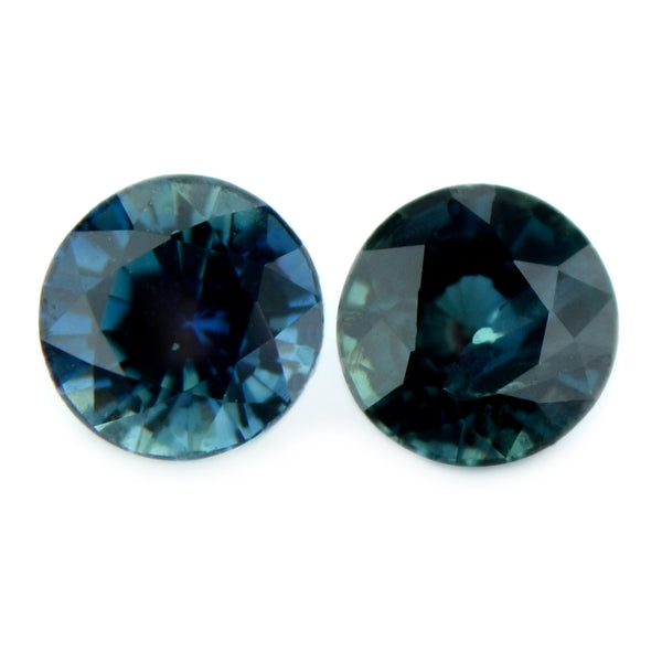 0.88 ct Certified Natural Teal Sapphire Pair