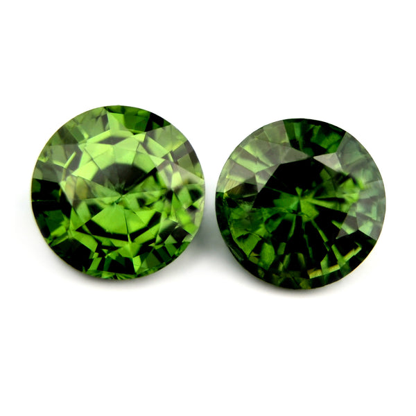 2.11 ct Certified Natural Green Sapphire Pair - sapphirebazaar - 1