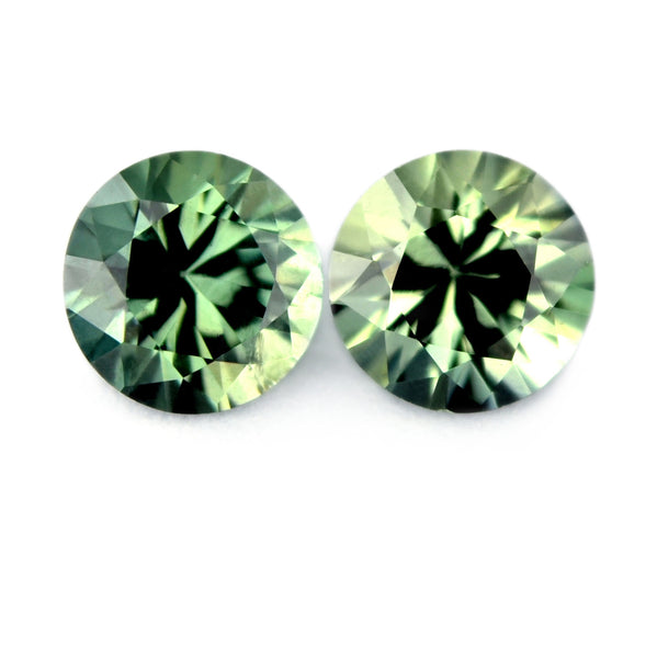 Certified Natural 4.5mm Green Sapphire Pair, Brilliant Cut - sapphirebazaar - 1