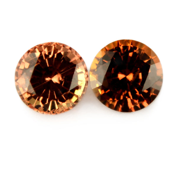 4.03 mm Certified Natural Orange Sapphire Pair - sapphirebazaar - 1
