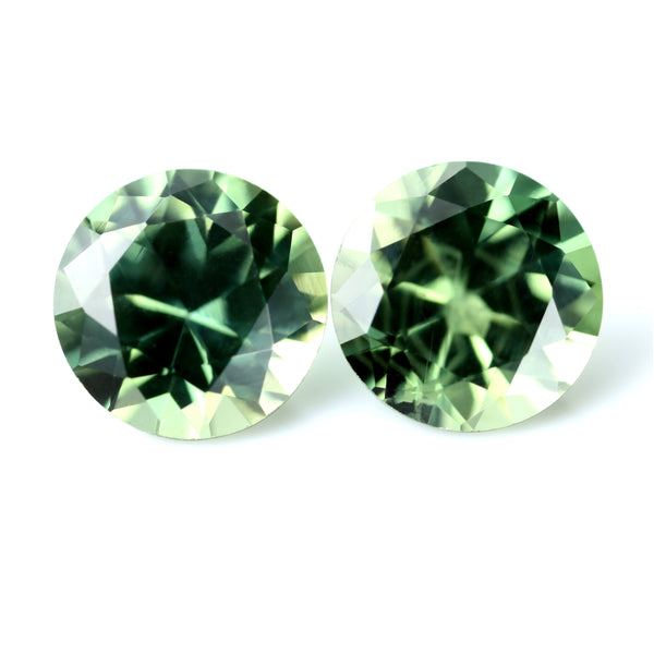 0.83ct Certified Natural Green Sapphire Pair