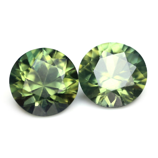 0.88ct Certified Natural Green Sapphire Matching Pair