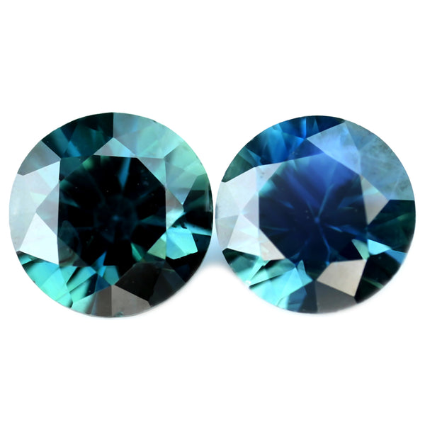 0.85ct Certified Natural Teal Sapphire Matching Pair