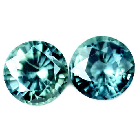 1.04ct Certified Natural Teal Sapphire Matching Pair