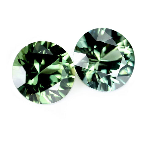 0.69ct Certified Natural Green Sapphire Pair