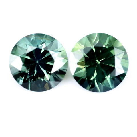 0.73ct Certified Natural Green Sapphire Pair