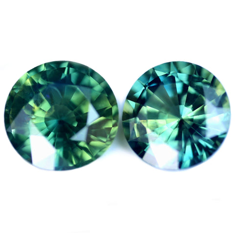 1.20ct Certified Natural Green Sapphire Pair