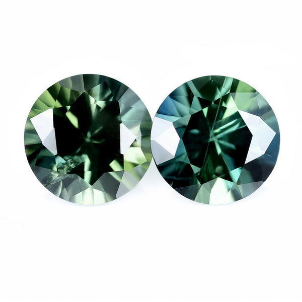 0.97ct Certified Natural Green Sapphire Pair