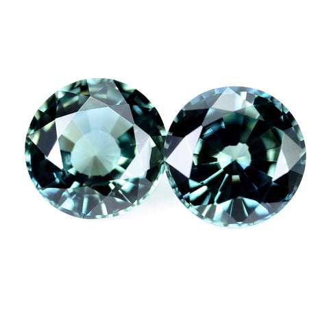 1.07ct Certified Natural Teal Sapphire Pair