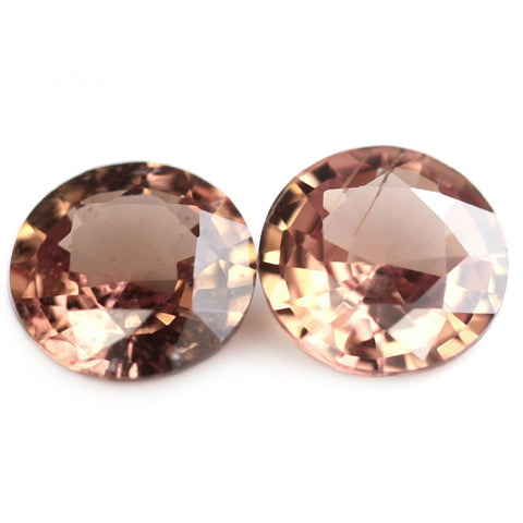 0.68ct Certified Natural Peach Sapphire Matching Pair